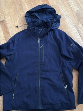 Men's Navy rain windbreaker Hooded Jacket size medium